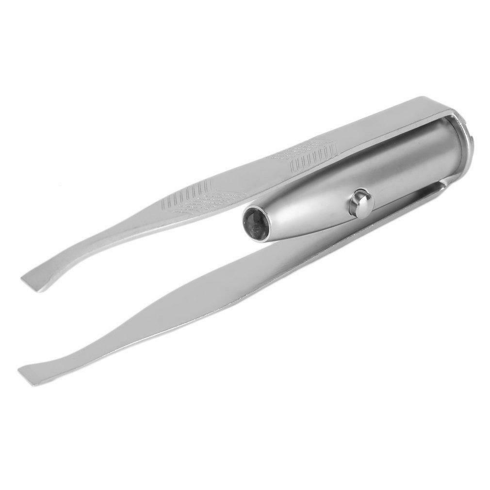 N1- Stainless Steel Make Up LED Eyebrow Hair Removal Tweezers