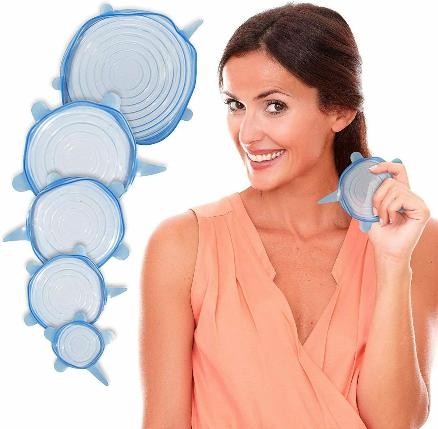 Stretch Silicone Lids 6 Pcs Food Cover, Various Sizes Reusable Food Kitchen Storage Wraps Cover Keep Food Fresh, BPA Free Stretchable Seal Lids