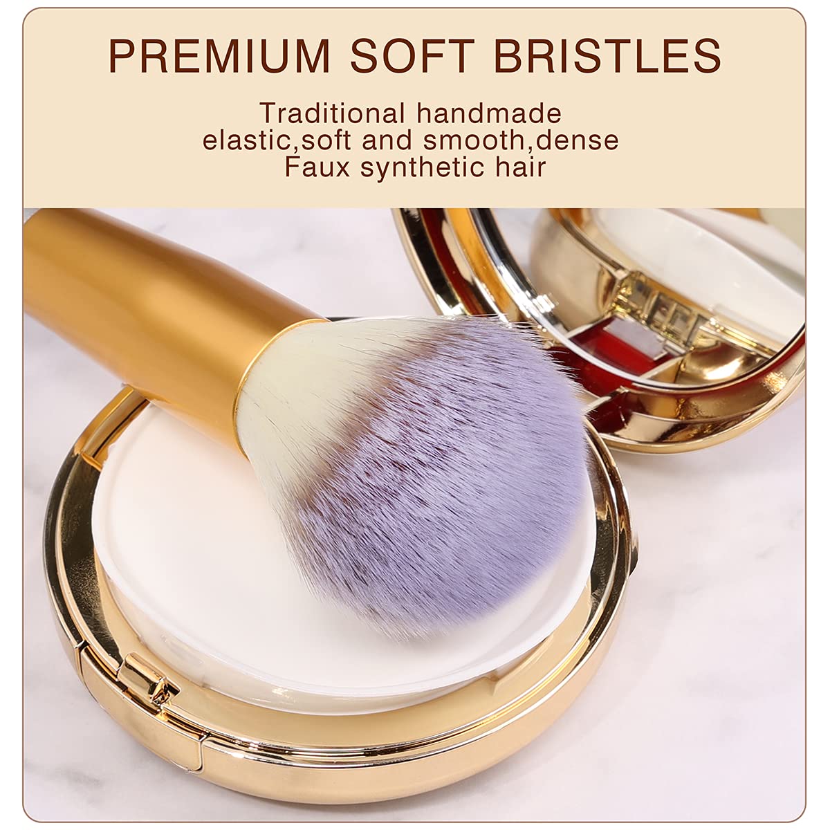 24 Pcs Makeup Brushes Set for Foundation, Face Powder, Blush Blending Brushes, Cruelty-Free Synthetic Fiber Bristles, Travel Makeup bag Included