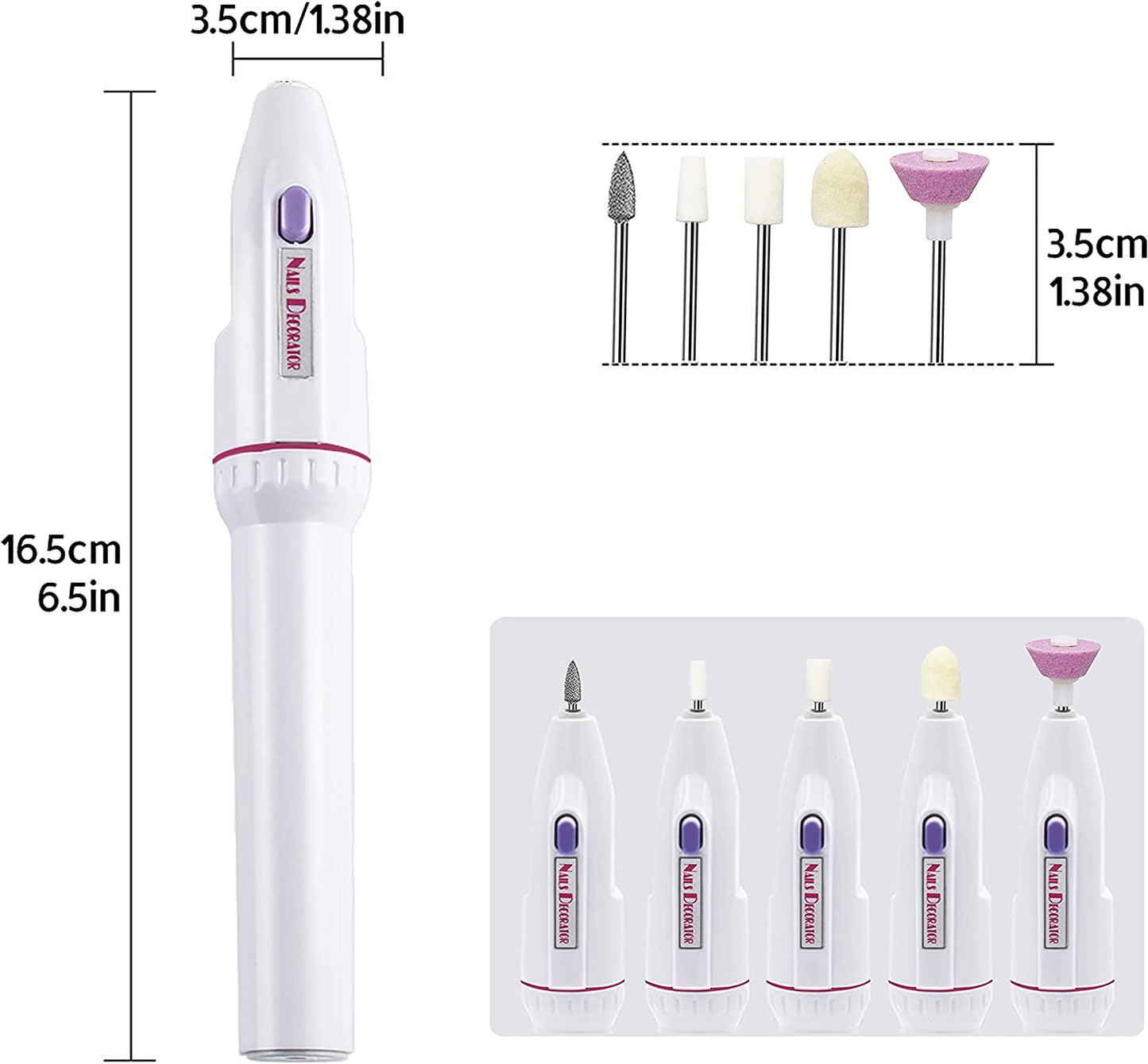 5 In 1 Professional Electric Nail File Grinder Grooming Callus Remover Personal Manicure and Pedicure Set