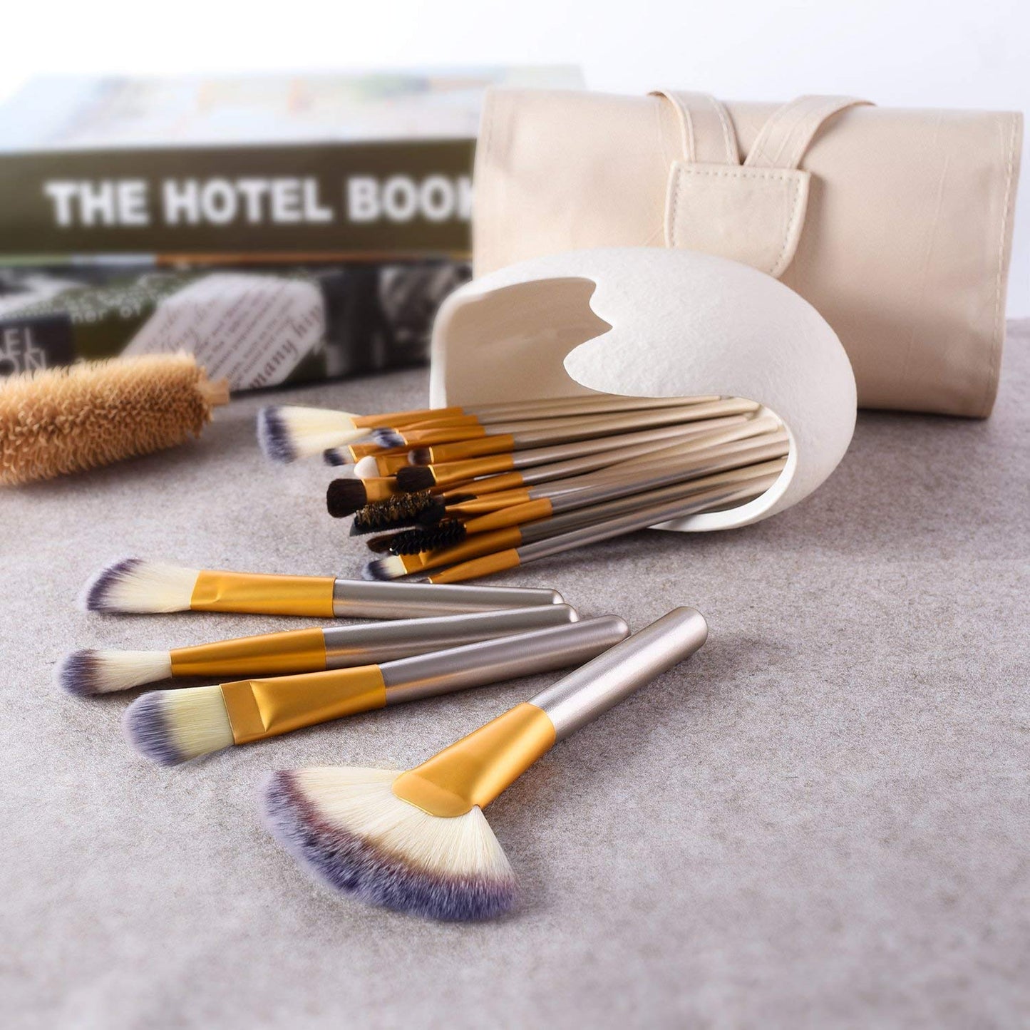 24 Pcs Makeup Brushes Set for Foundation, Face Powder, Blush Blending Brushes, Cruelty-Free Synthetic Fiber Bristles, Travel Makeup bag Included