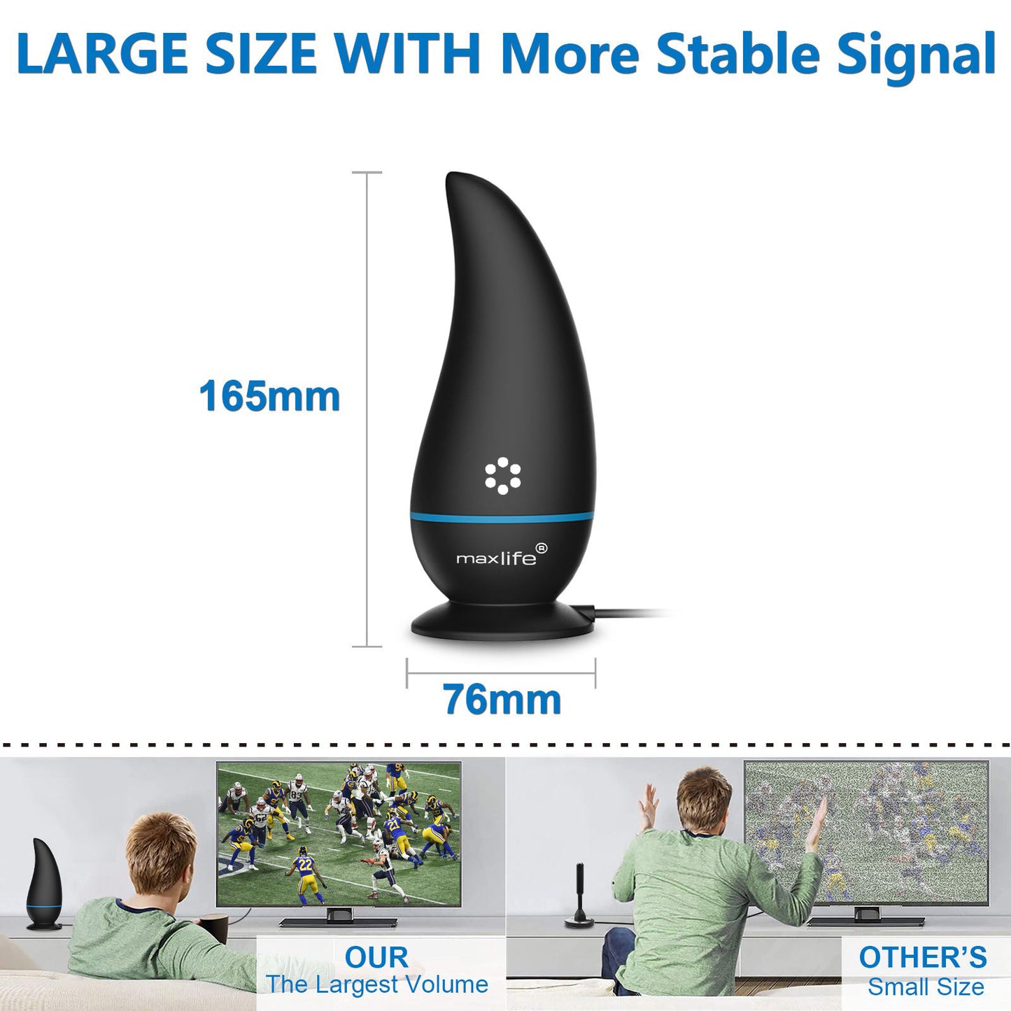 Ultra HDTV Digital TV Antenna 4K 1080P, 300 Miles Range, HDTV Vhf Uhf, Watch Free Channels, Antenna + Amplifier