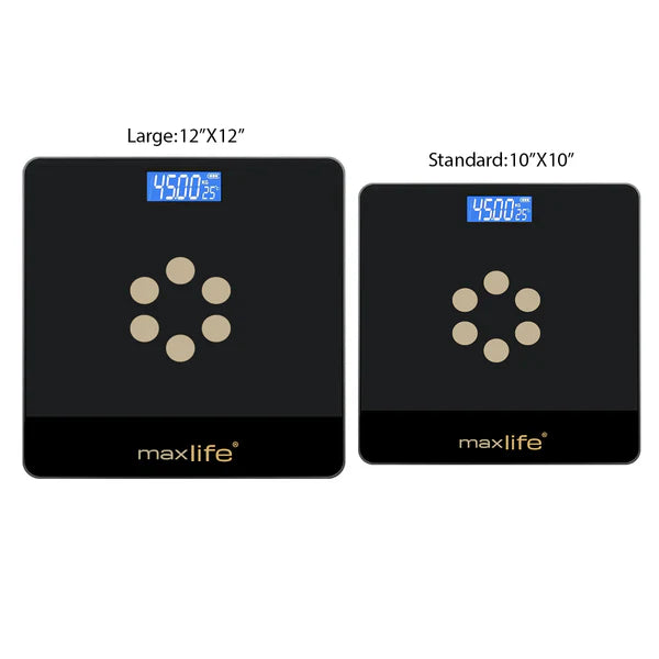Max Life Digital Body Weight Scale - Step-On Technology, High Accuracy Bathroom Scale for Weight, Multiple Sizes and Colors 400lb