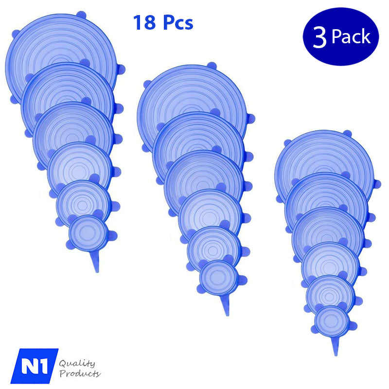 Stretch Silicone Lids 6 Pcs Food Cover, Various Sizes Reusable Food Kitchen Storage Wraps Cover Keep Food Fresh, BPA Free Stretchable Seal Lids
