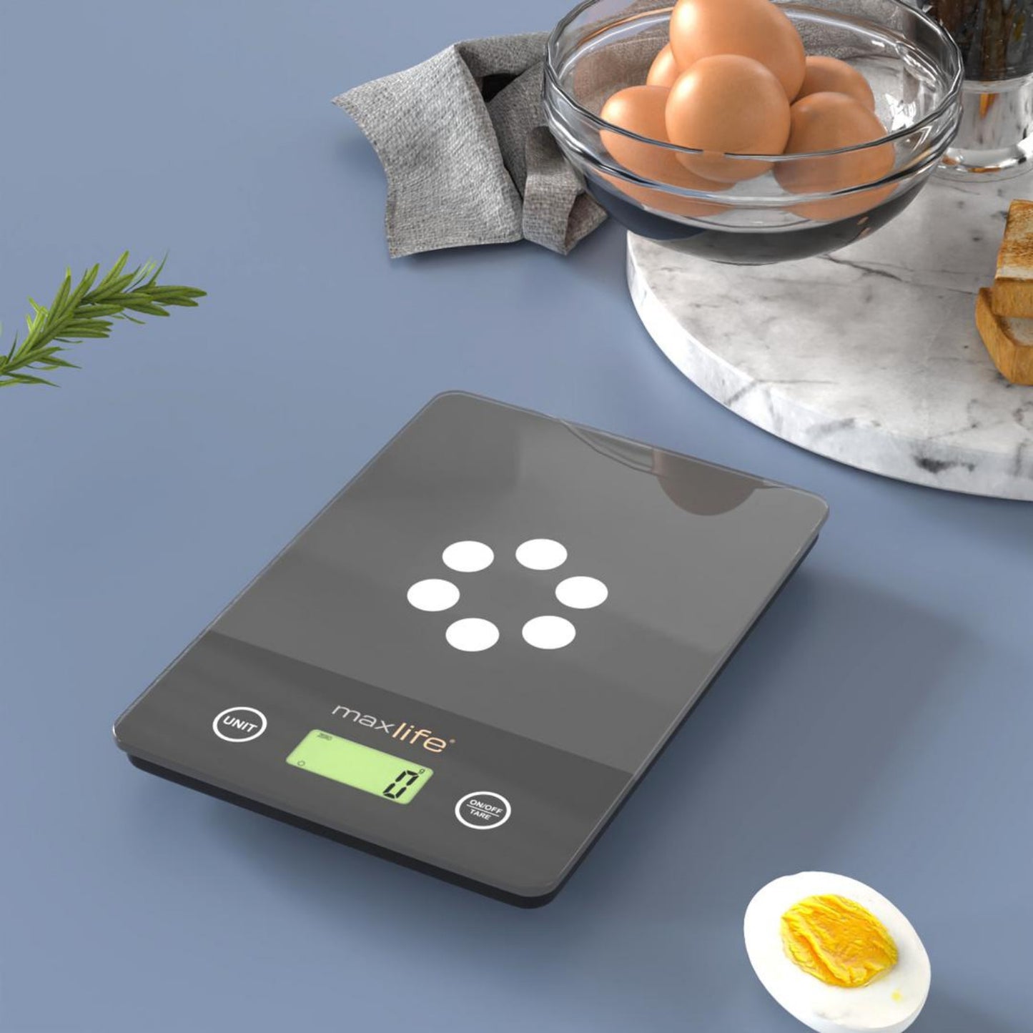 Max Life Digital Kitchen Scale ML-CF1 - High Accuracy Food Scale with Tare and Multi-Unit Measurement, Slim Design with Large LCD Display