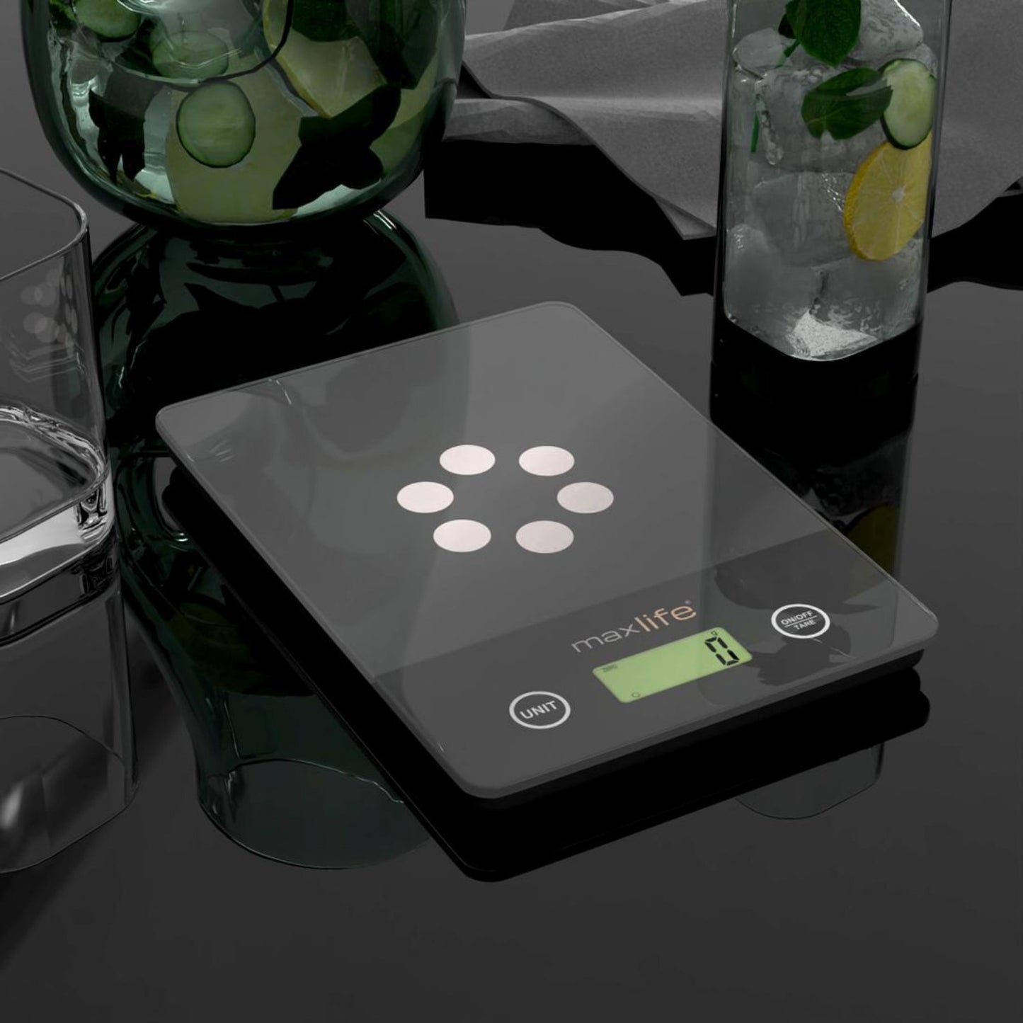 Max Life Digital Kitchen Scale ML-CF1 - High Accuracy Food Scale with Tare and Multi-Unit Measurement, Slim Design with Large LCD Display
