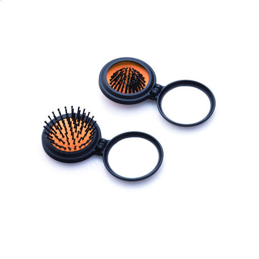 Compact Folding Hair Brush With Mirror Size Travel Car Purse Bag