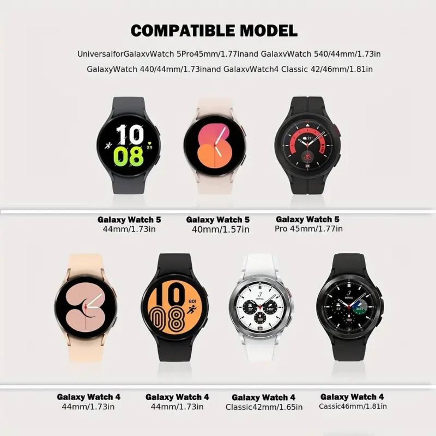 20mm Sport Silicone Band for Samsung Galaxy Watch 4 (40mm/44mm), Active 2, Galaxy Watch 5 Pro (45mm), and Galaxy Watch 5