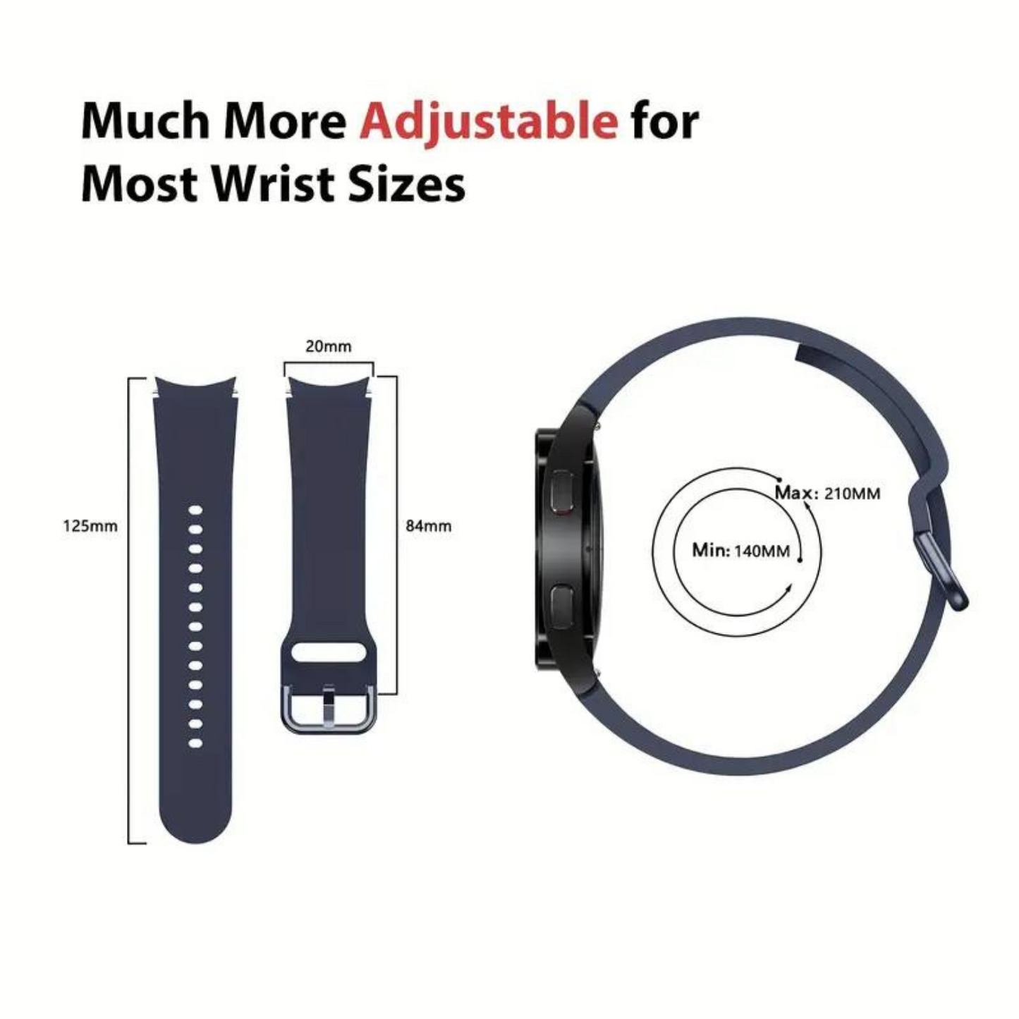 20mm Sport Silicone Band for Samsung Galaxy Watch 4 (40mm/44mm), Active 2, Galaxy Watch 5 Pro (45mm), and Galaxy Watch 5