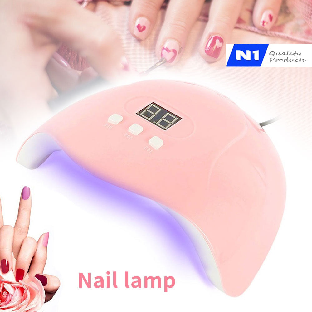 N1- Professional UV Lamp Gel Nail Dryer, 54W UV LED Light Nail Polish Curing with Automatic Sensor, LCD Time Display