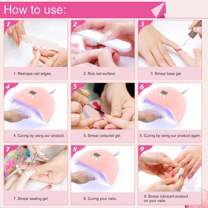 N1- Professional UV Lamp Gel Nail Dryer, 54W UV LED Light Nail Polish Curing with Automatic Sensor, LCD Time Display