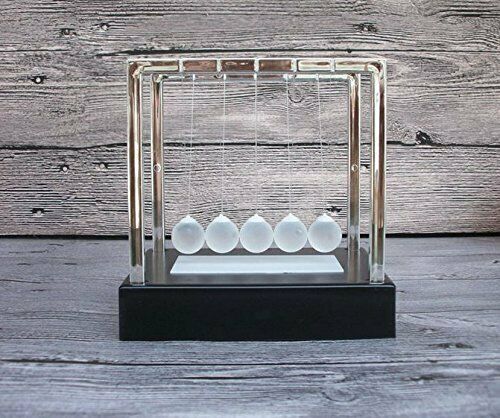 Newtons Cradle Fun Steel Balance Balls Physics Science Desk Toy LED Light