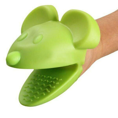 Silicone Oven Gloves Heat Resistant Mini Mitt Pot Holder Dog Head Shaped