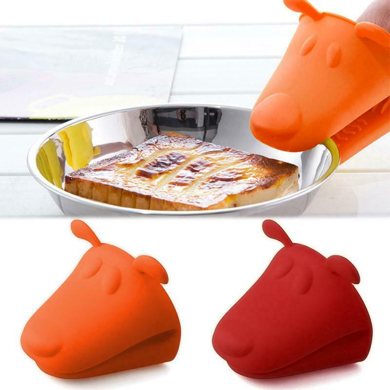 Silicone Oven Gloves Heat Resistant Mini Mitt Pot Holder Dog Head Shaped