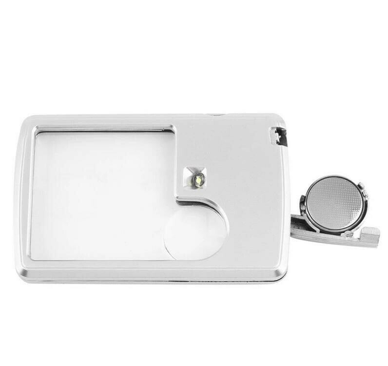 Portable Pocket Credit Card Size 3x 6x Magnifier Magnifying with LED light Glass