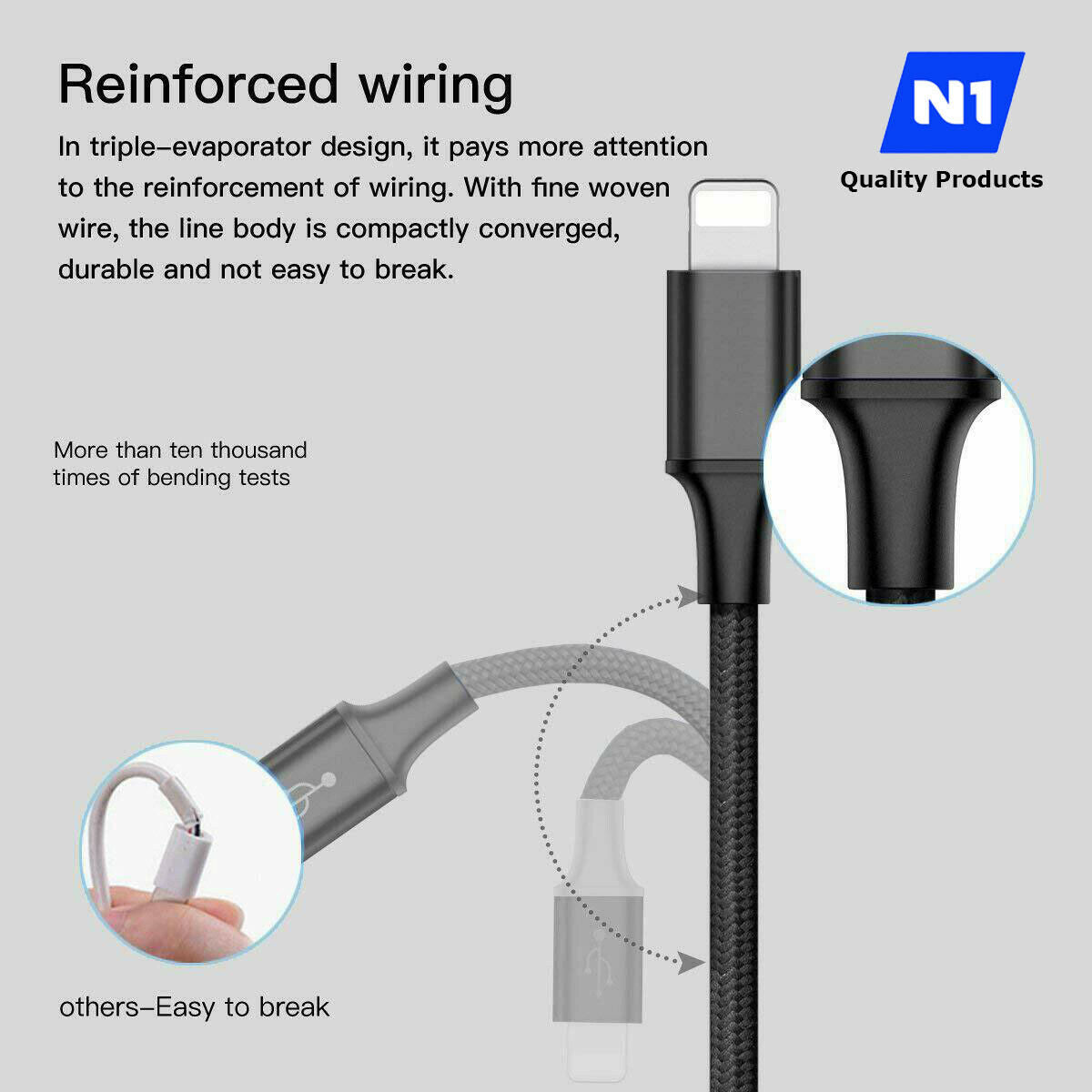 Universal Fast Charging USB Cable 3 in 1 Multi Function for Apple iPhone , Type C and Micro