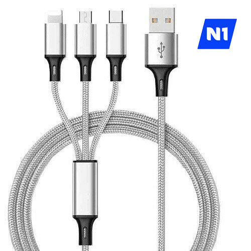 Universal Fast Charging USB Cable 3 in 1 Multi Function for Apple iPhone , Type C and Micro