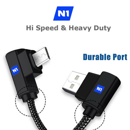 N1- Type C 90 Degree USB Cable 3.1 Fast Data Sync Charging USB Cable Heavy-Duty Tangle-Free Nylon Braided Fabric, Right Angle