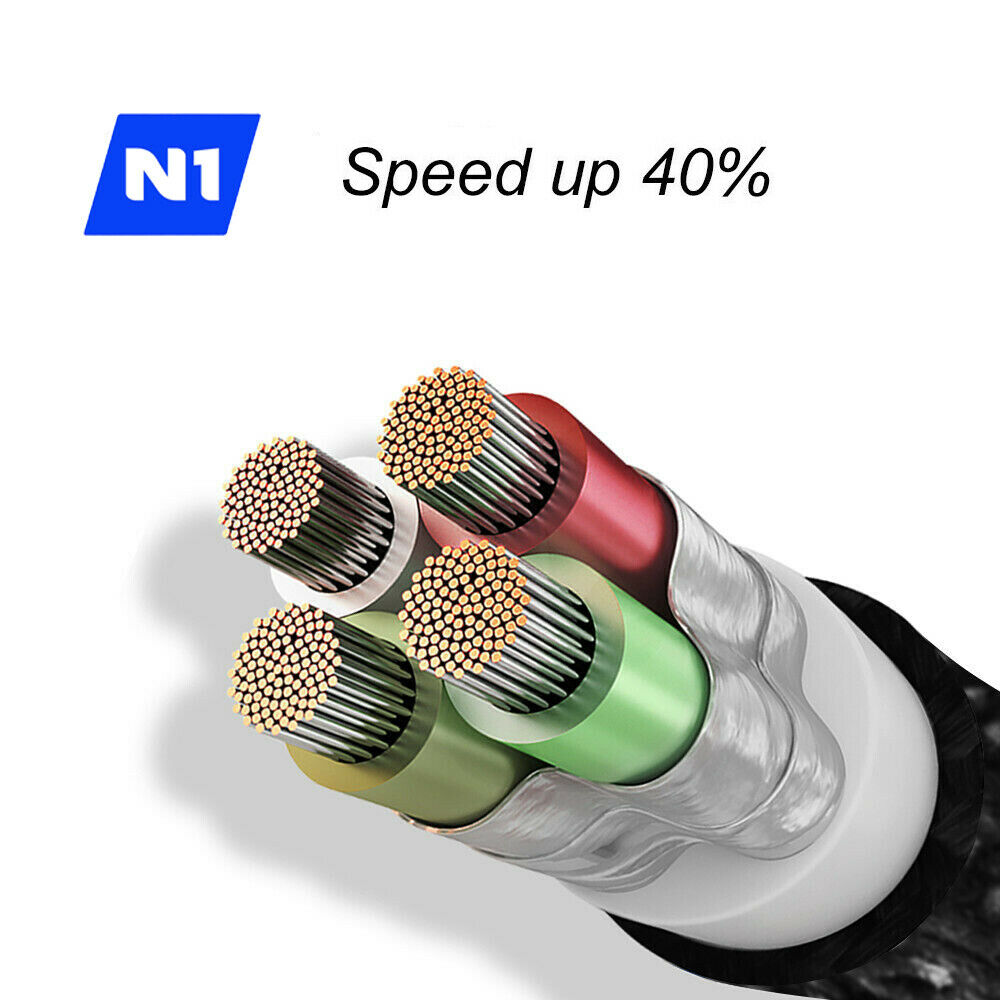 N1- Type C 90 Degree USB Cable 3.1 Fast Data Sync Charging USB Cable Heavy-Duty Tangle-Free Nylon Braided Fabric, Right Angle