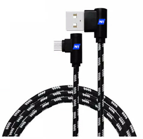 N1- Type C 90 Degree USB Cable 3.1 Fast Data Sync Charging USB Cable Heavy-Duty Tangle-Free Nylon Braided Fabric, Right Angle