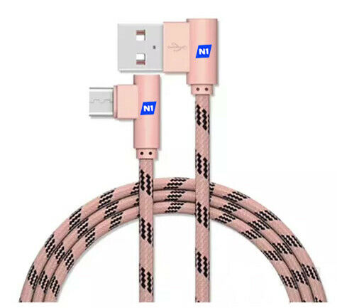 N1- Type C 90 Degree USB Cable 3.1 Fast Data Sync Charging USB Cable Heavy-Duty Tangle-Free Nylon Braided Fabric, Right Angle