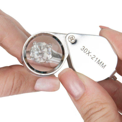 Magnifying Glass 30x 21mm Jewelers Eye Loupe Magnifier with Case