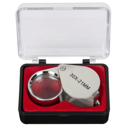 Magnifying Glass 30x 21mm Jewelers Eye Loupe Magnifier with Case