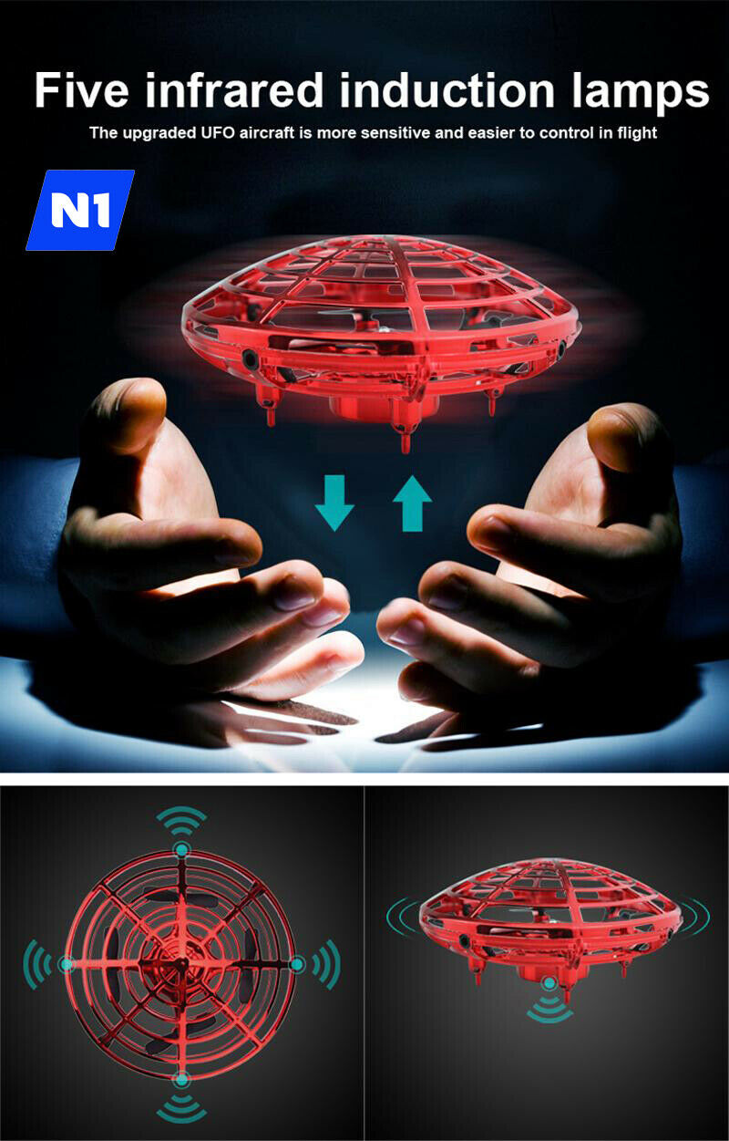 N1 UFO Drone RC Infrared Sensor Induction Aircraft Quadcopter Flying Toy 360°