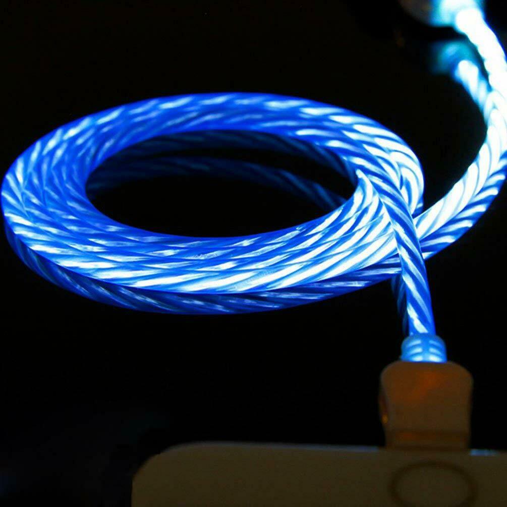 USB Magnetic Universal Charging Cable, LED Flowing Light Magnetic Cable For Apple, Samsung, Android