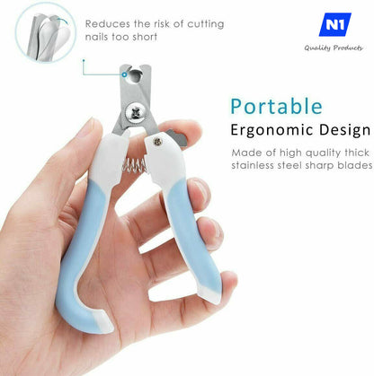 N1- Nail Clippers and Trimmer - with Quick Safety Guard to Avoid Over-Cutting Toenail - Grooming Razor Sharp Blades for Small Medium Large Breeds