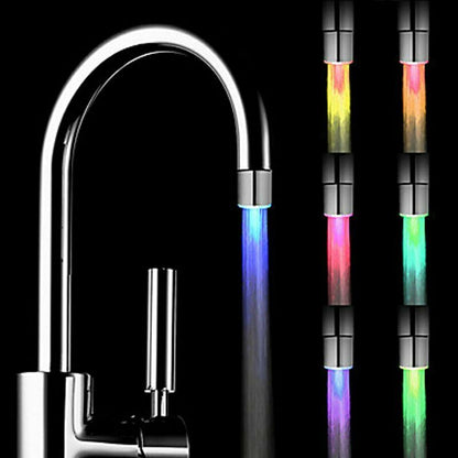 N1-Water Stream Faucet LED Light RGB Temperature Sensor Or 7 Colors Automatic Changing Shower Spout Sink Tap