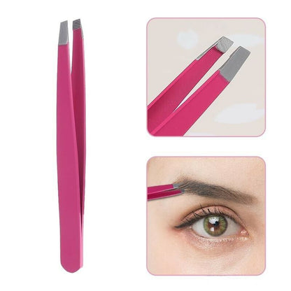 Stainless Steel Slant Tip Tweezer Precision Eyebrow Hair Remover make up Tools