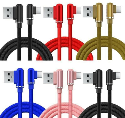 90 Degree Angle 3FT USB Cable For Apple and Type C Cable 2A Data Sync Charging