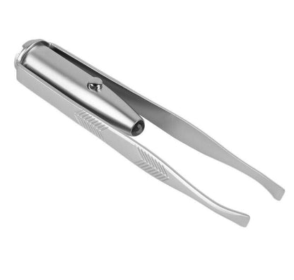 N1- Stainless Steel Make Up LED Eyebrow Hair Removal Tweezers