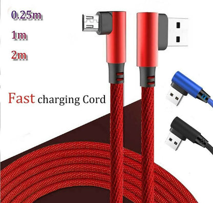 90 Degree Angle 3FT USB Cable For Apple and Type C Cable 2A Data Sync Charging