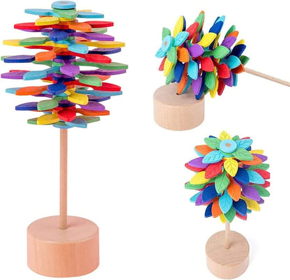 Wooden Spiral Lollipop Stress Relief Toy Spin Wand Decompression Kit Xmas Gift