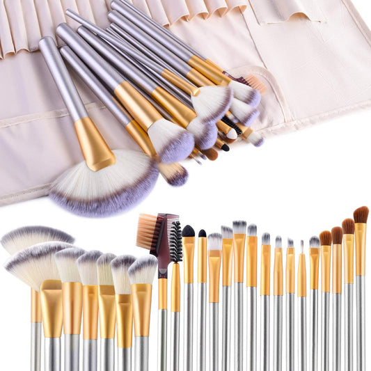 24 Pcs Makeup Brushes Set for Foundation, Face Powder, Blush Blending Brushes, Cruelty-Free Synthetic Fiber Bristles, Travel Makeup bag Included