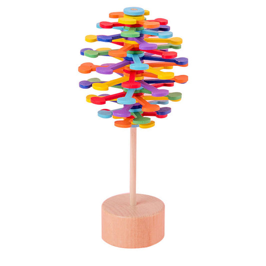 Wooden Spiral Lollipop Stress Relief Toy Spin Wand Decompression Kit Xmas Gift