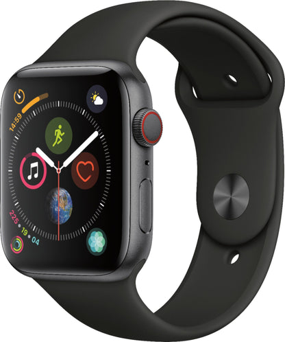 Apple Watch Series 4 (GPS) 44mm / 40mm Space Gray 16GB Aluminum Case with Black Sport Band - WiFi GPS