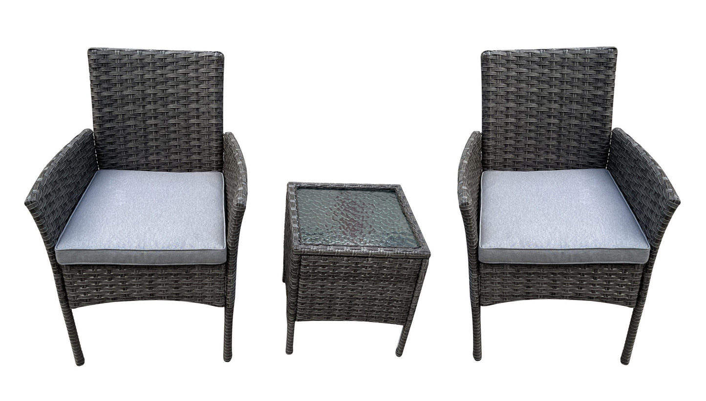 Prestige Patio Bistro Set 3-Piece Outdoor Conversation Set, Gray Wicker