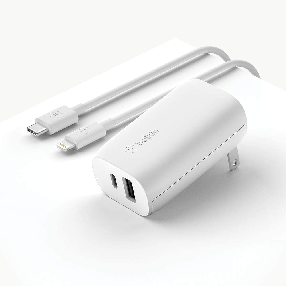 Belkin USB C Wall Charger 32W PD with 20W USB C & 12W USB A Ports for USB-C Power Delivery Compatible with iPhone And Android