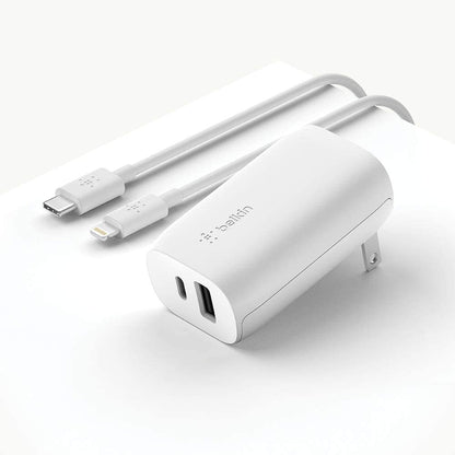 Belkin USB C Wall Charger 32W PD with 20W USB C & 12W USB A Ports for USB-C Power Delivery Compatible with iPhone And Android