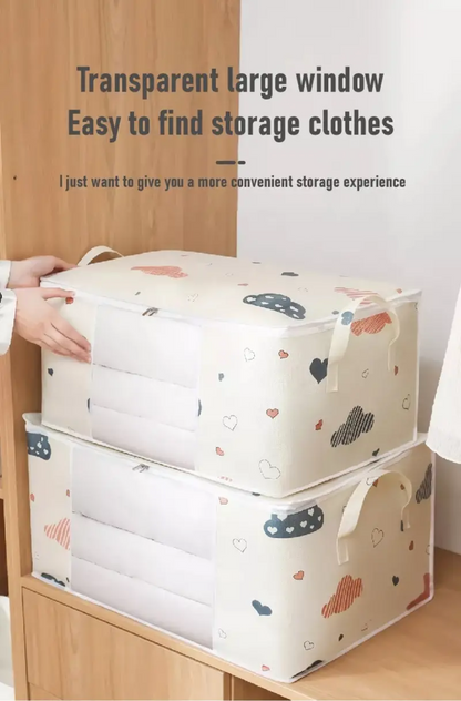 Clothes Storage Bag With Reinforced Handle, Foldable & Sturdy Zipper for Cloths, Blankets & Bedding