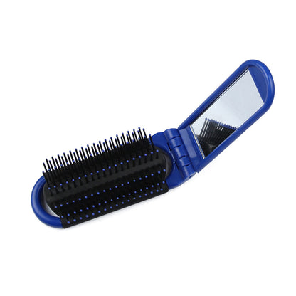 Portable Folding Hair Brush With Mirror Compact Travel Comb