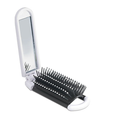 Portable Folding Hair Brush With Mirror Compact Travel Comb