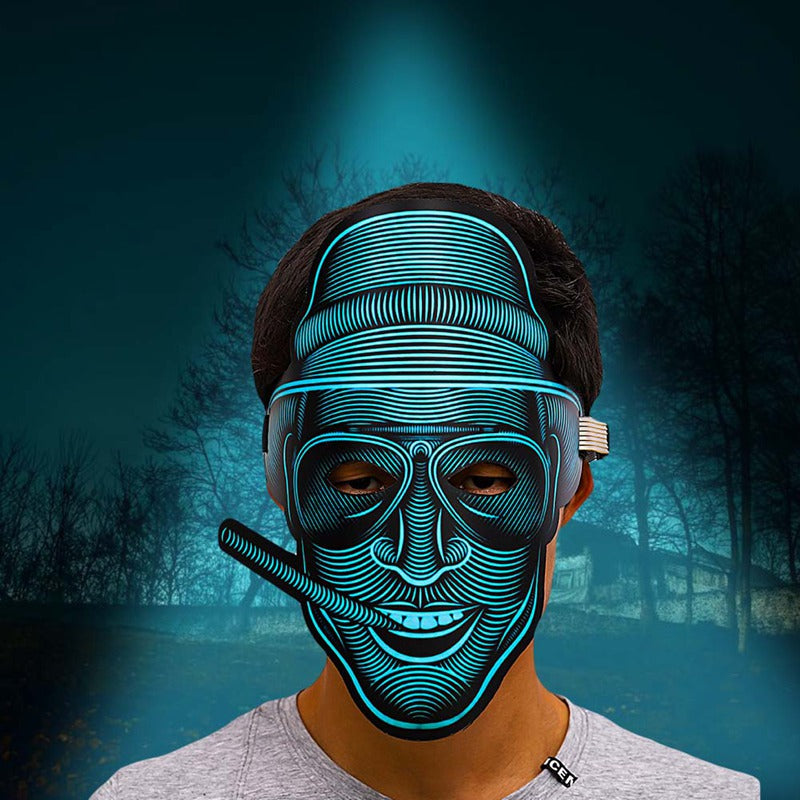 Halloween LED Glowing Mask with Voice Control and 3D Dance feature, Light Up The Purge Party