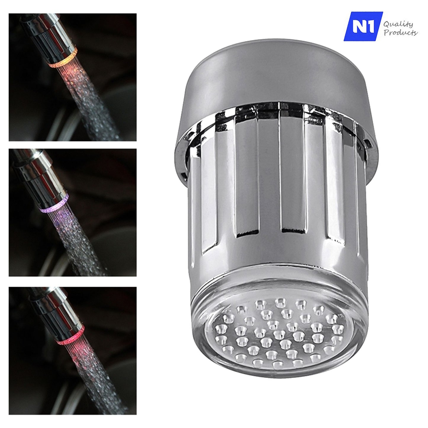 N1-Water Stream Faucet LED Light RGB Temperature Sensor Or 7 Colors Automatic Changing Shower Spout Sink Tap