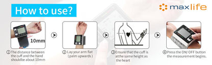 Blood Pressure Monitor With Heart Rate - Automatic Wrist Cuff Blood Pressure Machine With LCD Display, 99 Set Memory, and Carrying Case