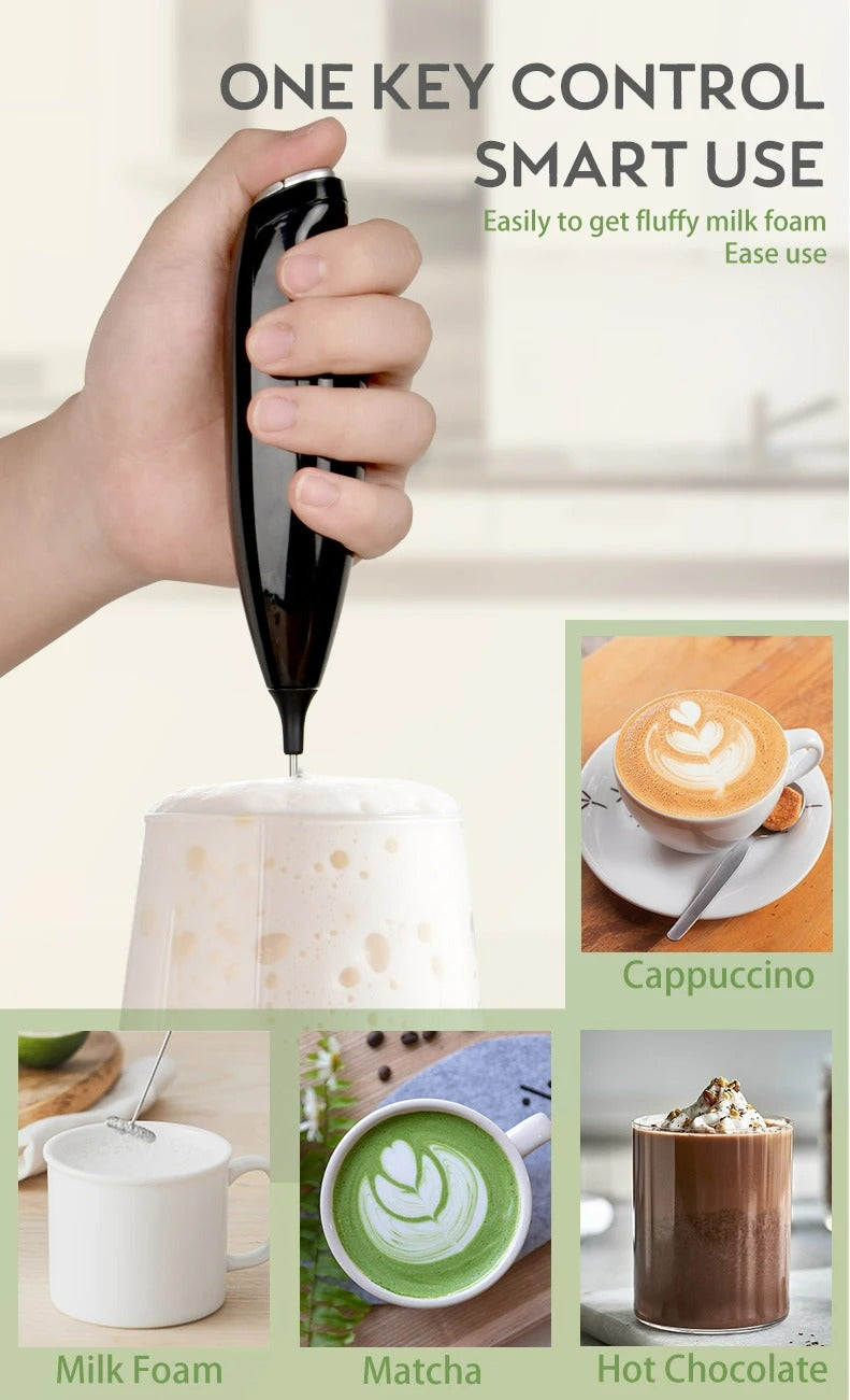 Max Life Handheld Electric Milk Frother & Egg Beater with Built-In Hanging Hook and Stand for Coffee, Lattes, and Cooking- Black