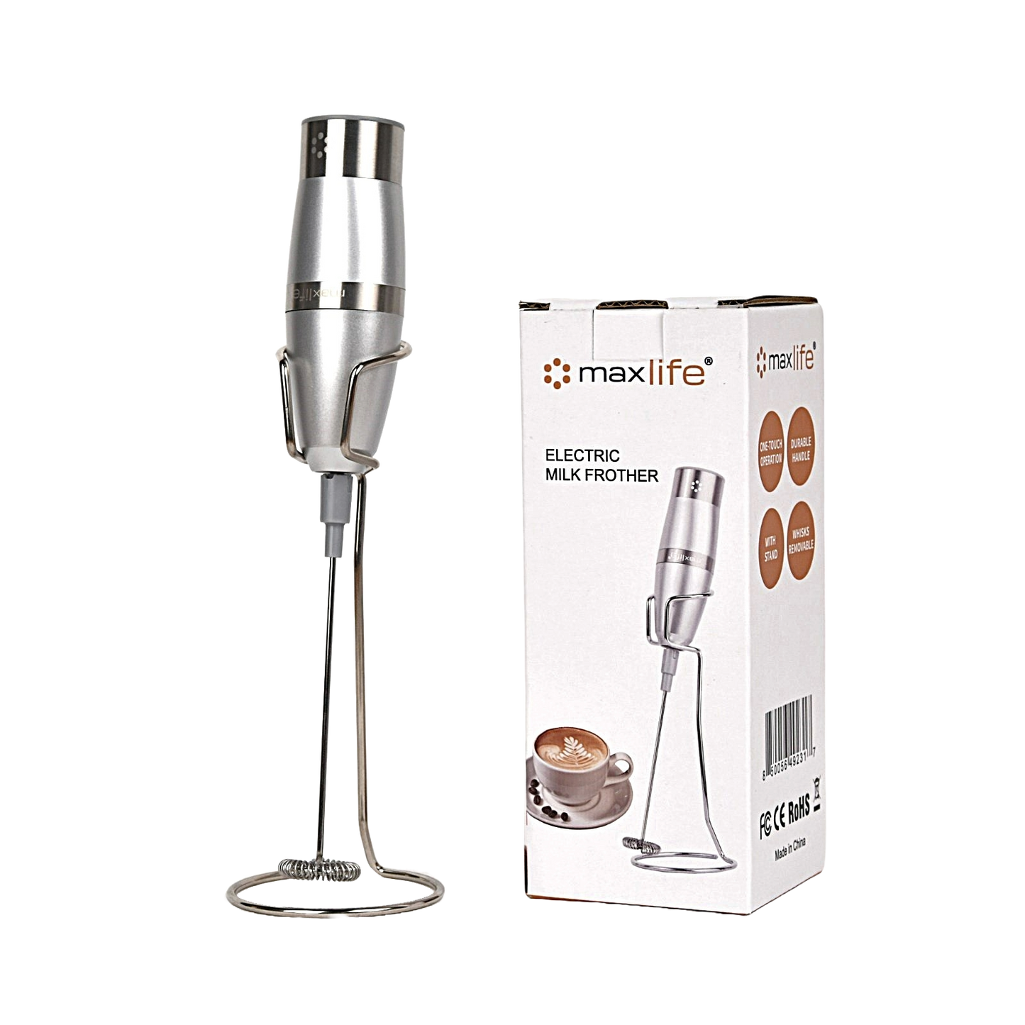 Max Life Premium 1900 RPM Hand Electric Milk Frother - Stainless Steel Frother / Mixer & Egg Beater with Stand for Coffee, Lattes, and Cooking